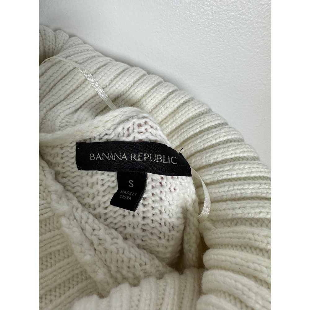 Classic Banana Republic Womens Small Sweater Dress Ivory Ribbed Knit Turtleneck - Picture 3 of 8